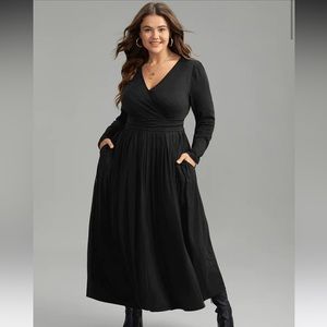 NWT SUZE 22/24 BLOOMCHIC Supersoft Essentials Ruched Wrap Pleated Hem Dress